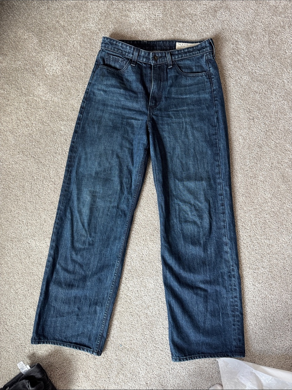 rag & bone Dark Blue Wide-Leg Jeans
